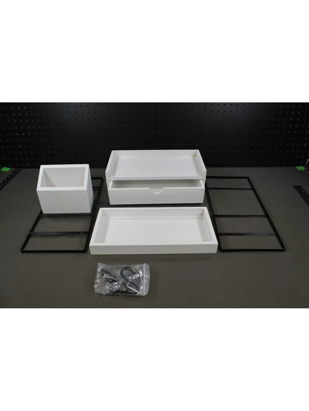 White 2-Tier Storage Shelf Organizer w/ Drawer